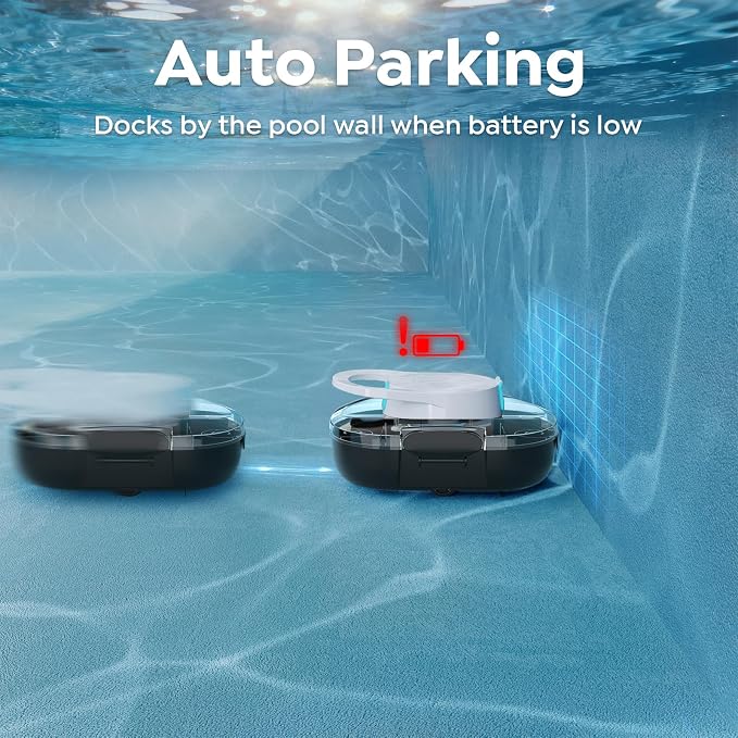 S1 Pro Cordless Robotic Pool Cleaner, 130-Min Runtime, Cleans Up to 1,292 Sq.Ft, Dual-Motor Pool Vacuum, Automatic Cleaner with Large Filter Basket, Fast Charging & Self-Parking (Phantom White)