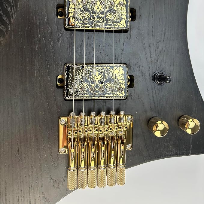 10.5mm Headless Electric Guitar Bridge Gold Headless Bass Guitar Bridge Brass Saddles Zinc Alloy Plate Electric Guitar Bridge 6 String Headless Guitar Bridge Fixed
