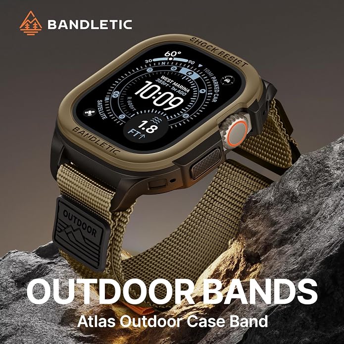 Bandletic Rugged Case with Band Compatible with Apple Watch 49mm(Ultra 3/2/1),46mm(Series 11/10), 45mm(Seriess 9/8/7),44mm(SE3/SE2/SE/6/5/4), Protective Cover Sport Accessories for iWatch Men