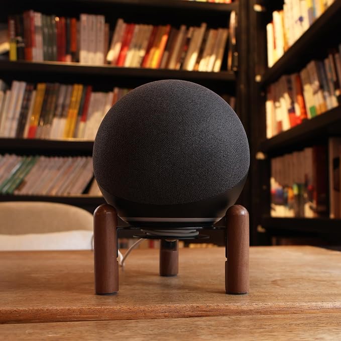 Desktop Holder Mount Stand for 2025 New Echo Studio, Echo 4th Gen，and Other Suitable Speakers. Black Walnut Wood.