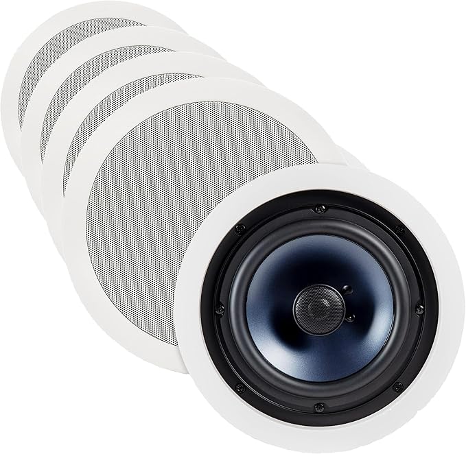 Polk Audio In-Ceiling Speakers RC80i, 8" | Set of 4 | Round | Indoor/Outdoor | Paintable Grille