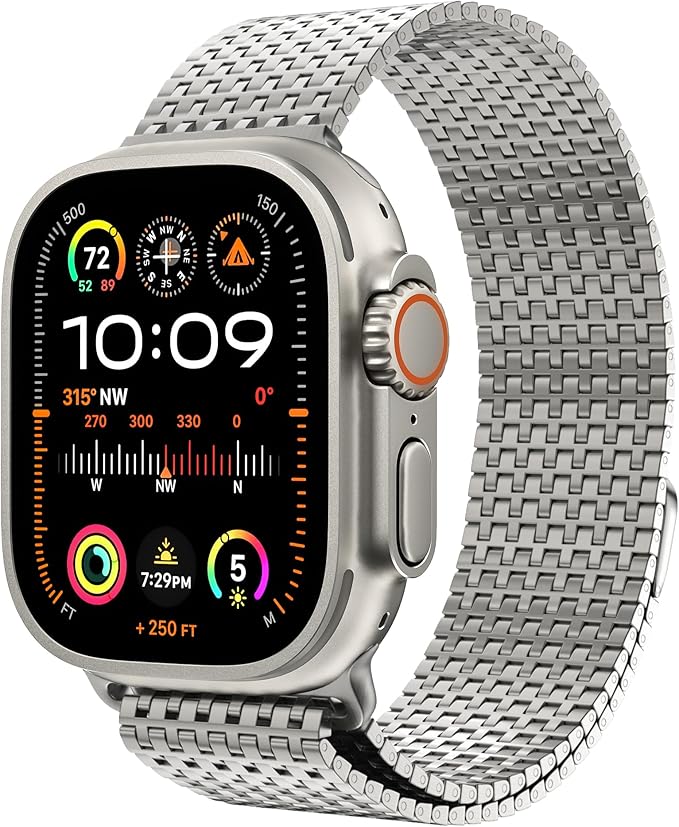 LULULOOK Milanese Mesh Loop Compatible with Apple Watch Band 49/46/45/44/42/41/40/38mm for Men Women, Stainless Steel Magnetic Buckle Strap for iWatch Ultra 3/2 Ultra Series 11 10 9 8 7 6 SE 5 4 3