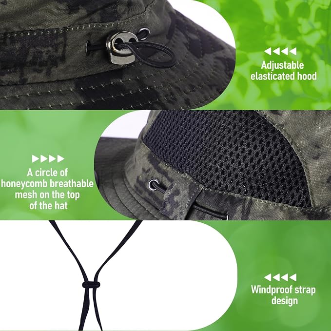 Berlune Sun Hat with 2 Solar Fan Wide Brim Fishing Bucket Hat USB & Solar for Men Women UPF 50+ Cooling for Fishing Beach