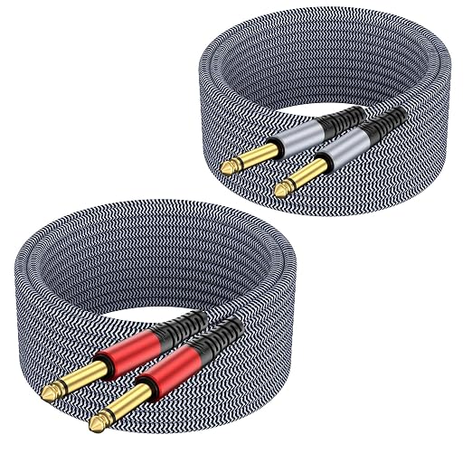 1/4 Guitar Instrument Cable 25ft 2-Pack, Straight to Straight 1/4 Instrument Cable Compatible with Electric Guitar,Bass,Drums,Pedal,Amplifier,Preamp,Mixer,Tuner,Speaker,Acoustic