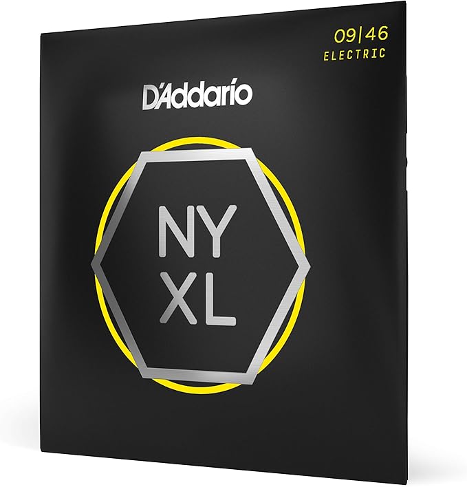 D'Addario Electric Guitar Strings, NYXL Nickel Plated, NYXL0946, Super Light Top/Regular Bottom gauge 09-46, 6-String Set, Pack of 1