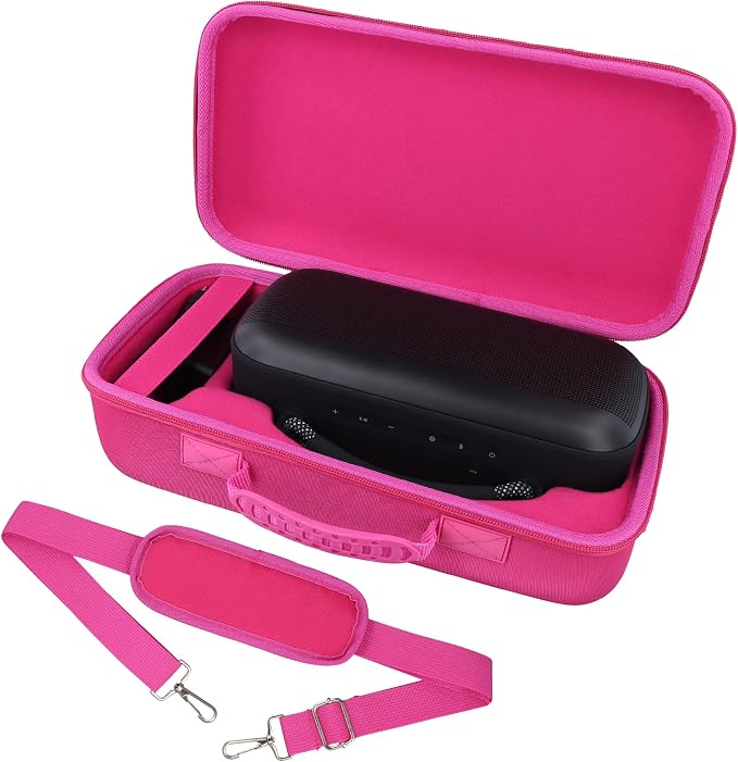 for Bose SoundLink Max Portable Speaker Hard Protective Case, Portable Travel Case Replacement with Shoulder Strap and Handle (Rose Red Case) - co2CREA