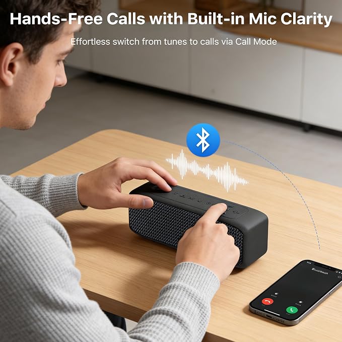 JUOVI Bluetooth Speaker,20W Stereo Sound,Wireless Speaker with Bluetooth 6.0,24H Playtime,IP68 Waterproof Shower Speaker,TWS Pairing, Support TF Card,AUX 3.5mm Input,Speaker for Home,Outdoor,Travel