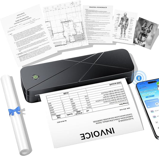 TATTMUSE Portable Printers Wireless for Travel, Inkless Printer for Phone & Laptop, Thermal Bluetooth Small Compact Mobile Printer for Home Use, Support 8.5" X 11" US Letter & A4 Size