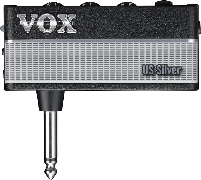 Vox amPlug 3 US Silver Headphone Guitar Amplifier w/ 2 Channels, Stereo Effects, Built-in Rhythms, and Aux in Jack