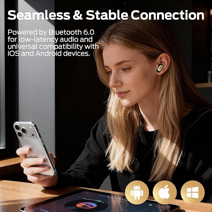 Monster N-Lite 217 Wireless Earbuds, Bluetooth 6.0 Stereo Headphones with Powerful Bass, Built-in Smart Noise Cancelling Mic for Clear Calls, Comfortable Fit, 32H Playtime, IPX5 Waterproof, Black