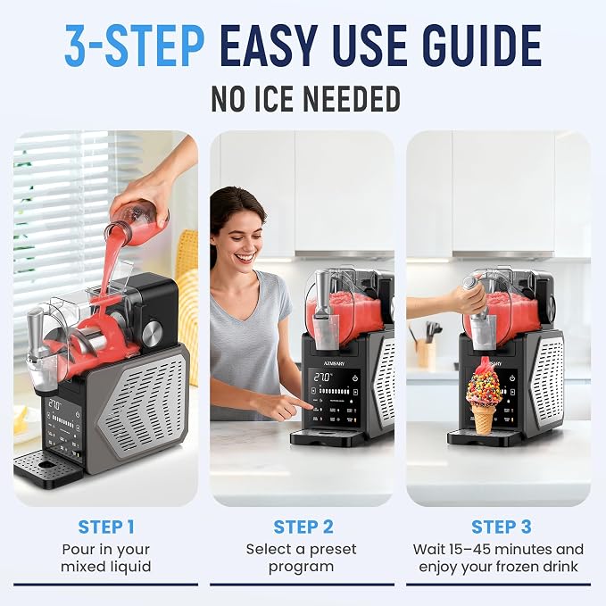 Slushie Machine & Ice Cream Maker, 85oz Larger Slushie Machine for Home, LED Display | 6 Preset Programs | Auto-Clean, Perfect for Margaritas, Frappes, Milkshakes & Smoothies, No Ice Needed