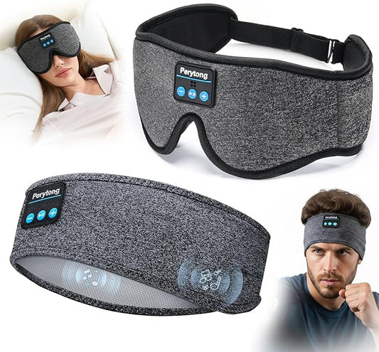 2 Pack Bluetooth Sleep Mask & Sleep Headphones, Skin-Friendly Sleeping Eye Mask with Bluetooth Headphones, Sleep Gifts for Women Men, AudioBooks, Insomnia, Yoga, Air Travel, Meditation, Christmas