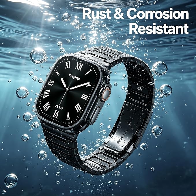 Titanium Apple Watch Band for Men Compatible with Apple Watch Ultra 3/2/1 49mm,iWatch Series 11/10/9/8/7/6/5/4/SE/3/2/1 (46/45/44/42mm),Lightweight Waterproof and Scratch Resistant Metal Strap