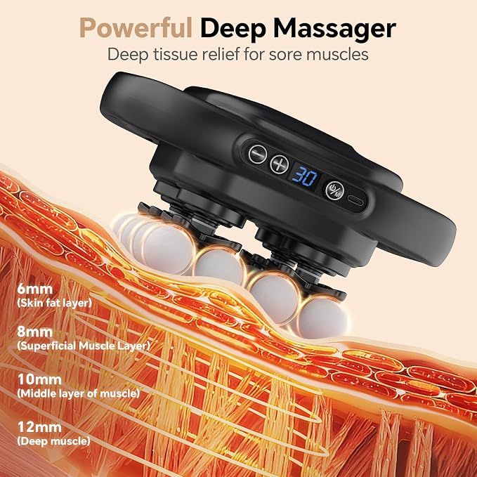 Beown 16 Head Massage Gun Deep Tissue, Fathers Day Dad Gifts, Back Muscle Massager with 3 Modes & 30 Intensity Levels for Legs, Waist, Back, Neck, Portable Percussion Massage Gun for Pain Relief,