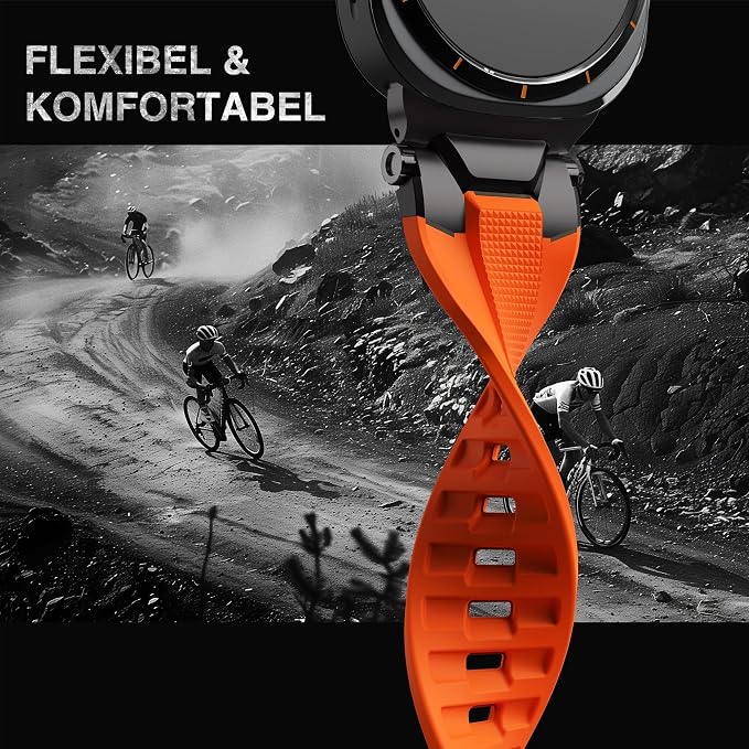 ULTIMAL Watch Band for Samsung Galaxy Watch Ultra 47mm (2025/2024) Compatible with Samsung Watch Strap Bands for Men Sport Bands for Watch Rugged Premium TPU & Metal (Orange+Black)