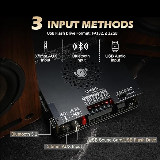 X400HS 2.1 Channel Bluetooth 5.0 Amplifier Board, TPA3223 Chip 200W+200W+400W Output, 12-42V DC with 6 Knob Controls, for DIY Subwoofer/Speaker/Home Theater Audio System