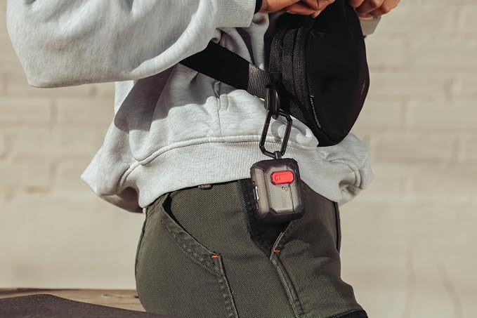 URBAN ARMOR GEAR UAG Designed for AirPods Pro 3rd Gen Case, Rugged Military Grade Drop Proof Protective Cover with Detachable Carabiner Clip & Secure Lip Closure, Plasma Smoke/Lava