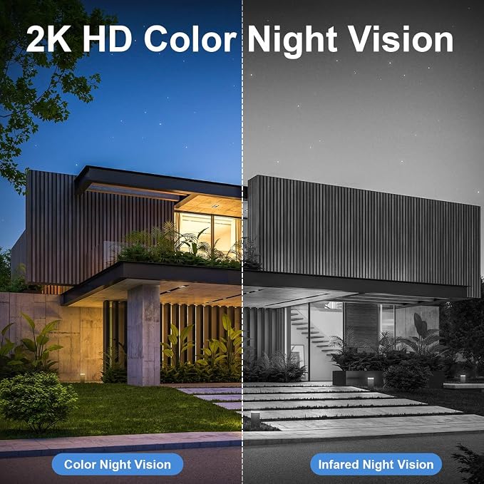 Security Cameras Wireless Outdoor, Free Cloud Storage, WIFI Cameras for Home Security, Wireless Outdoor Security Camera Solar Powered, 360 Camera with PTZ, PIR Sensor, 2K HD Color Night Vision