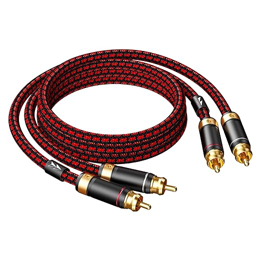 Auidophile 2RCA Male to 2RCA Male Stereo Subwoofer Audio Cable,Hi Fi, 3U Gold Plated | 4N Oxgen-Free Copper Core (1.6 Feet (0.5M))