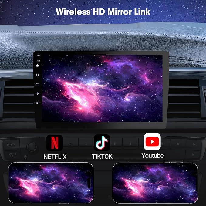 9 Inch Wireless Carplay Screen for Car,Double Din Car Audio Receivers with Voice Control,HD Portable Car Stereo Touch Screen with Backup Camera