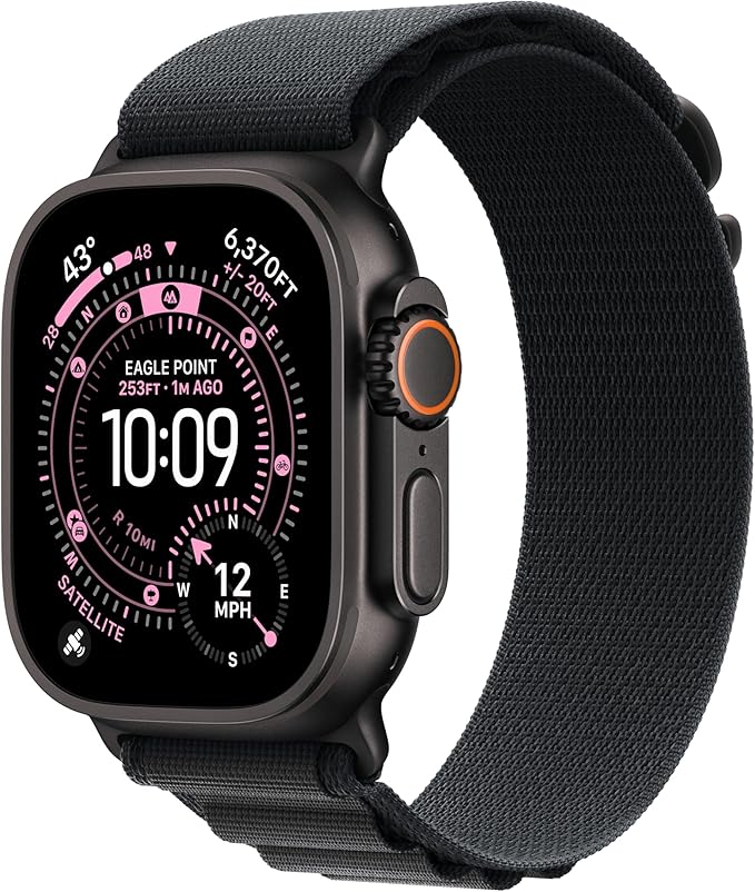 Apple Watch Band - Alpine Loop - 49mm - Black - Large - Black Titanium Finish