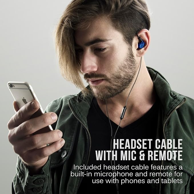 MEE audio M6 PRO In Ear Monitor Headphones for Musicians, 2nd Gen Model With Upgraded Sound, Memory Wire Earhooks & Replaceable Cables, Noise Isolating Professional Earbuds, 2 Cords Included (Blue)