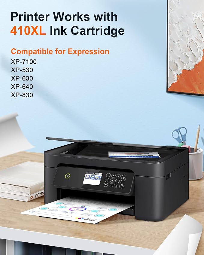 E-Z Ink Pro Remanufactured Ink Cartridge Replacement for 410XL Ink Cartridges Combo Pack for Epson Printer Expression XP-830 XP-640 XP-7100 XP-630 XP-530 XP-635 (5 Pack, Black Cyan Magenta Yellow PBK)