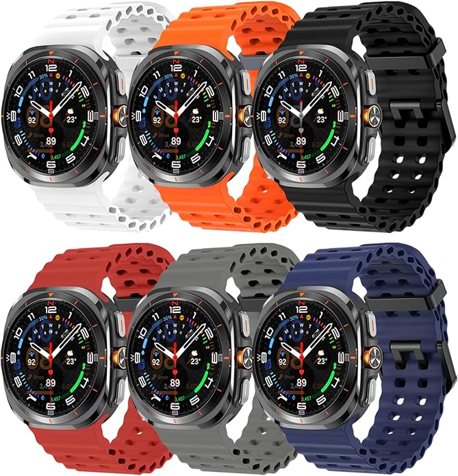 Sport Silicone Bands Compatible for Samsung Galaxy Watch Ultra 47mm (2025/2024), Breathable Wristband Waterproof Replacement Soft Silicone Strap for Men Women