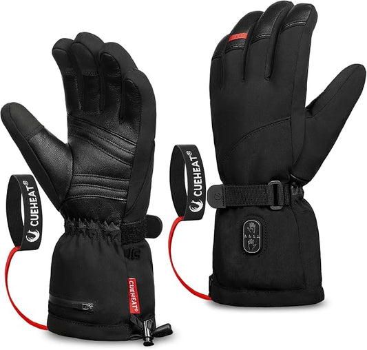 CUEHEAT Heated Gloves, Palm & Back Double Heating, Winter Outdoor Windproof Warm Thick Gloves, Battery-Powered Hand Warmer