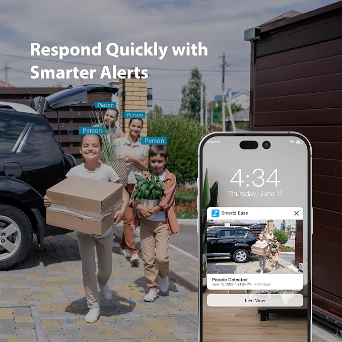 Zmodo Outdoor Wireless Security Camera -Wire-Free, Rechargeable, Battery Powered Indoor Camera 100-degree view,Night Vision, Motion Detection,2-Way Audio, IP65 Waterproof, Cloud/SD Storage,Alexa-Ready