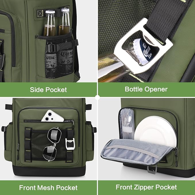 42 Can Backpack Cooler,40L Insulated Double Decker Leakproof, Waterproof Travel Cooler Backpack for Beach Camping Picnic Travel