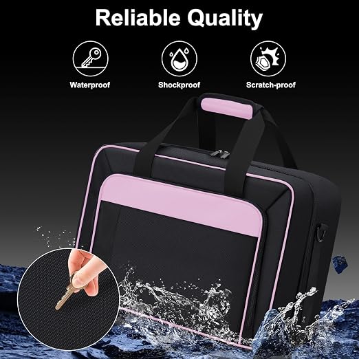 Carrying Case Fit for PS5, Travel Thickened Protective Bag Compatible with Playstation 5 Console, Headset, PS5 Controller, Game Discs, and Gaming Accessories, Pink