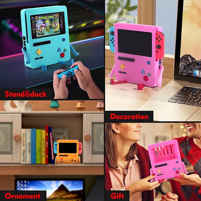 GRAPMKTG Charging Stand with Smile Face for Nintendo Switch Accessories Portable Dock Compatible for Nintendo Switch OLED Cute Case Decor Gift Men Women Kids Pink [nintendo_switch]