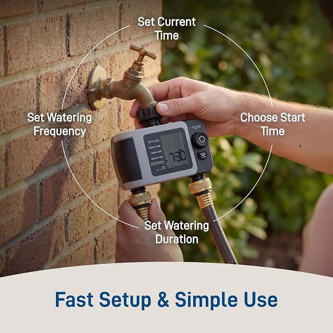 Orbit B-hyve XD 2-Port Smart Hose Watering Timer - Features Dual Outlet Irrigation Control - App Controlled Watering Timer with Bluetooth - Weatherproof Battery Powered - 24632