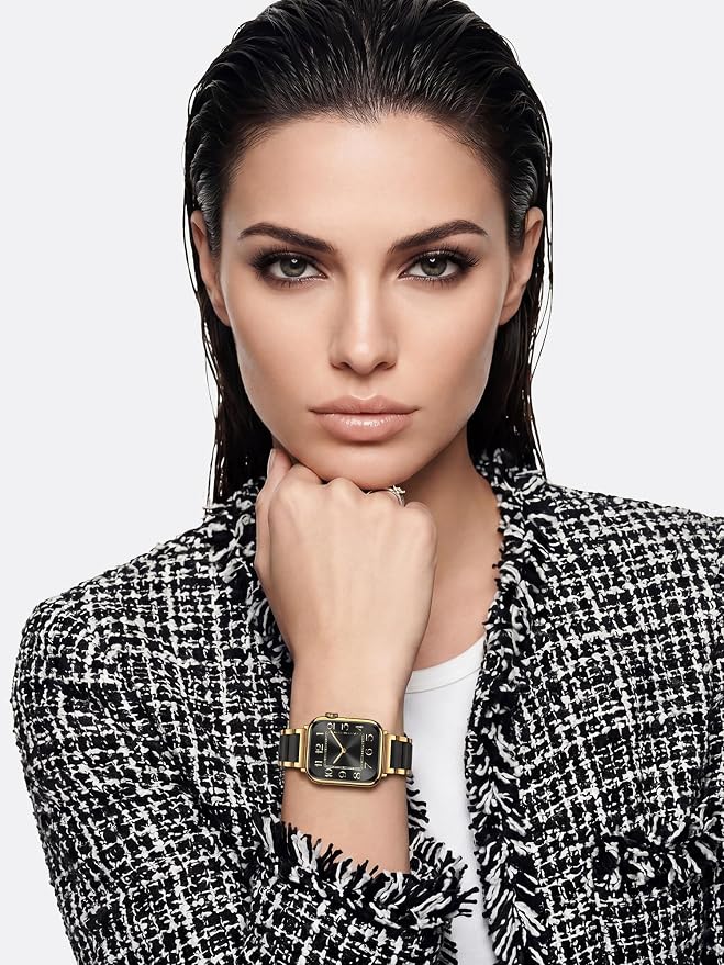V.R.HOPE 2-in-1 Office & Gym Band for Apple Watch Women – Stainless Steel + Soft Silicone Hybrid, Hypoallergenic & No Skin Irritation, All-Day Comfort – Fits Series 1-11, SE3 38mm 40mm 41mm 42mm(Black+Gold)