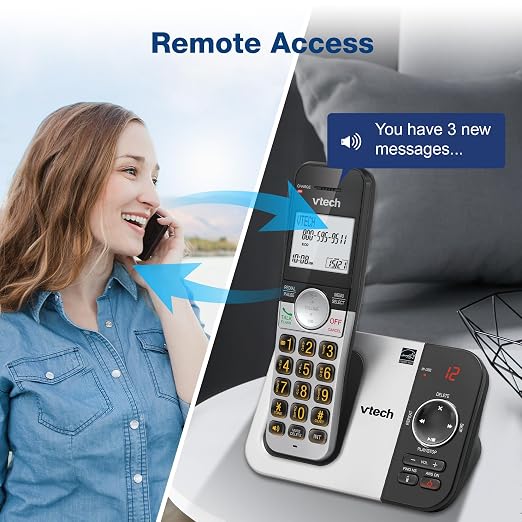 VTech Cordless Phone with 3 Handsets — Big Buttons, Large Backlit Display, Answering Machine, DECT 6.0, Intercom, Call Transfer, Easy to Use | VG232-3