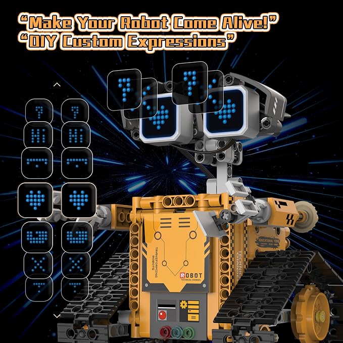 5-in-1 Smart Robot Building Kit for Kids 6-12, Build & Code Your Own Robot World, STEM Coding Robot Toy with App & Remote Control, Hands-on Robotics Set, Educational STEM Gift (348 PCS)