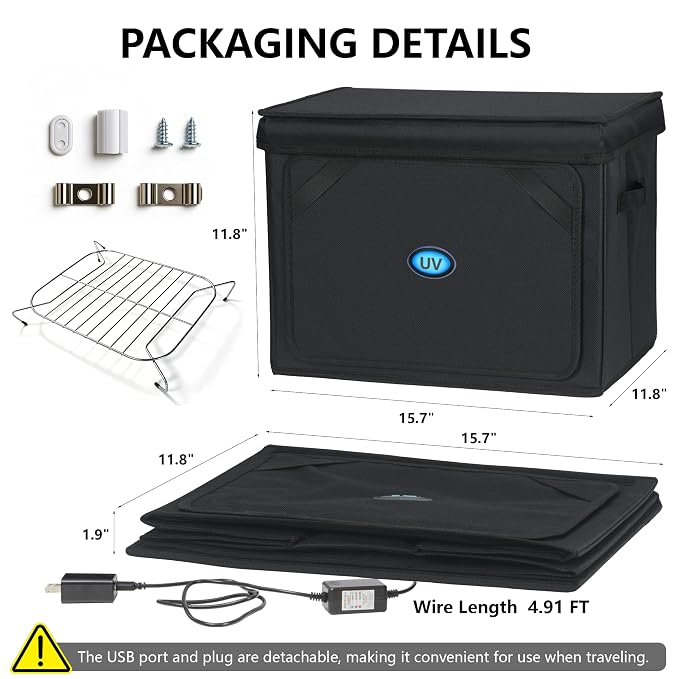 Large UV Sanitizer Box, 36L Portable Sanitizing and Cleaning Machine with 3-Level Timer, O-zone Foldable UV Cleaner Box for Household Use Like Phone, Towel, Key, Etc. with O-zone