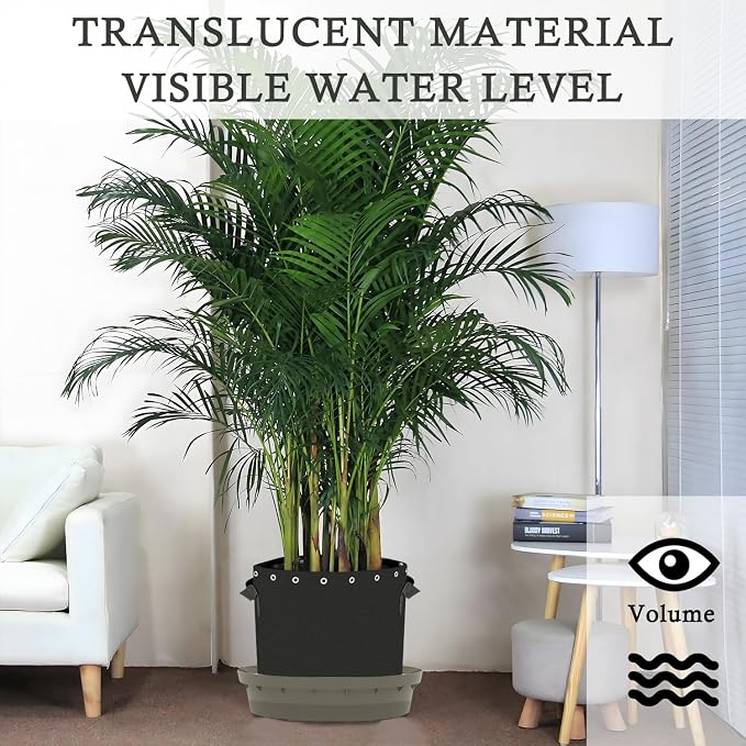 Self-Watering Base with Visible Water Level,5-Pack,Keeps Leaves and Flying Insects Out,Maintains Water Quality, Brown.(Without Wheels).