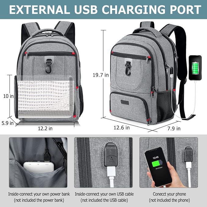Lunch Backpack, Insulated Cooler Lunch Bag Backpack, Large Travel 17.3 Laptop Back Pack Sturdy Computer College School Bookbag for Women Men for Men Women Work Hiking Picnic