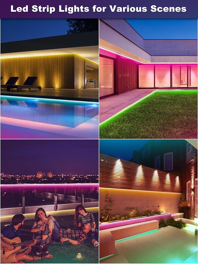Ledagic Outdoor Led Strip Lights Waterproof 400ft(2 * 200ft), Ip68 Outside Led Light Strip Waterproof with Remote and App Control, Exterior Led Rope Lights Music Syne RGB Strip Lights for Party Decor