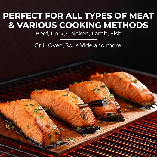Grill Tech Smart Bluetooth Meat Thermometer Wireless Thermometer for Grilling and Smoking, Precision Accuracy, 950ft Range, USB-C Rechargeable Case, Grill Tech App for Grilling