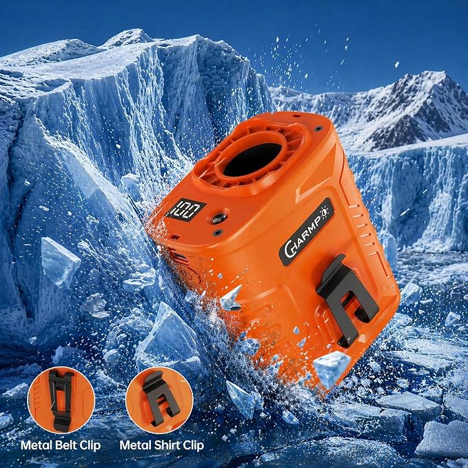 Waist Clip Fan - 5000mAh Rechargeable Portable Personal Fan, 39ft/s Ultra-Strong Wind, 29H Runtime, 5 Speeds, LED & SOS Light, for Outdoor, Camping, Hiking, Construction