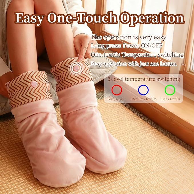 【Ymwemv】 3-in-1 Heated Foot Warmers for Sleeping & Office, 5000mAh Battery Lasts All Night, 3 Adjustable Heat Settings, Electric Warming Socks/Mat for Women with Cold Feet