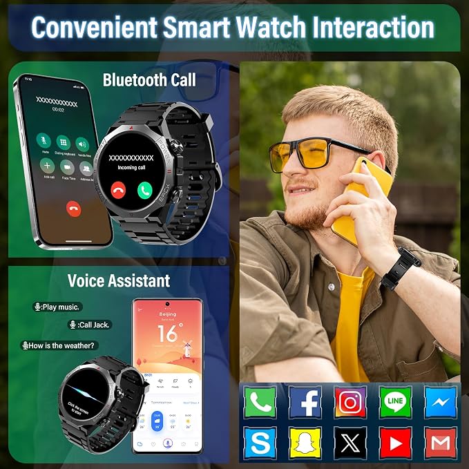 Smart Watches for Men (Answer/Make Calls), 1.39" HD Fitness Watches, Heart Rate/Sleep Monitor, 110+ Sports Modes Military Watch for Men, Waterproof Watch, 30Day, Watches for Android/iPhone, Black