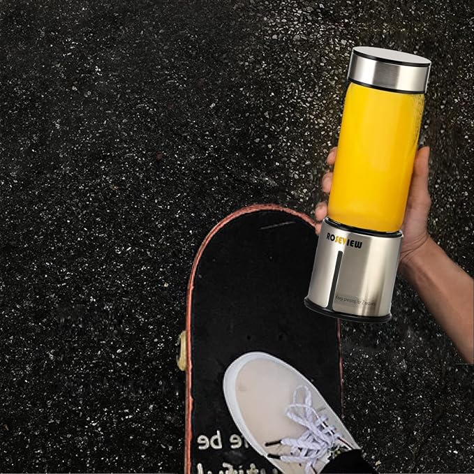 Portable Smoothie blender ROSEVIEW Glass bottle USB rechargeable mini Handheld Ice Shakes Cup 2 blend juicer Cordless Personal smoothies maker Fruit mixer