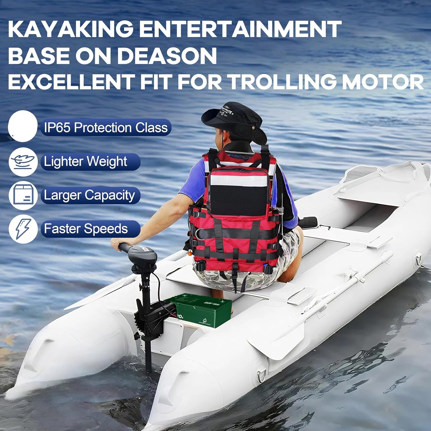 DEASON 12V 100Ah Mini LiFePO4 Lithium Battery - 100A BMS, 10-Year Lifespan, Up to 15000 Cycles, Max. 1280Wh Energy in Small Size, Perfect for RV, Solar, Trolling Motor, Boats, kayaking, Marine etc.