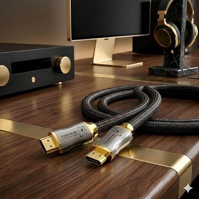 Fusion8K Certified HDMI 2.1 Cable 48Gbps 3ft - 10K 8K@60Hz 4K@120Hz 144Hz | eARC HDR10 Dolby Vision HDCP 2.3 | Braided Cord for PS5, Xbox Series X, Apple TV 4K, Roku, OLED TV
