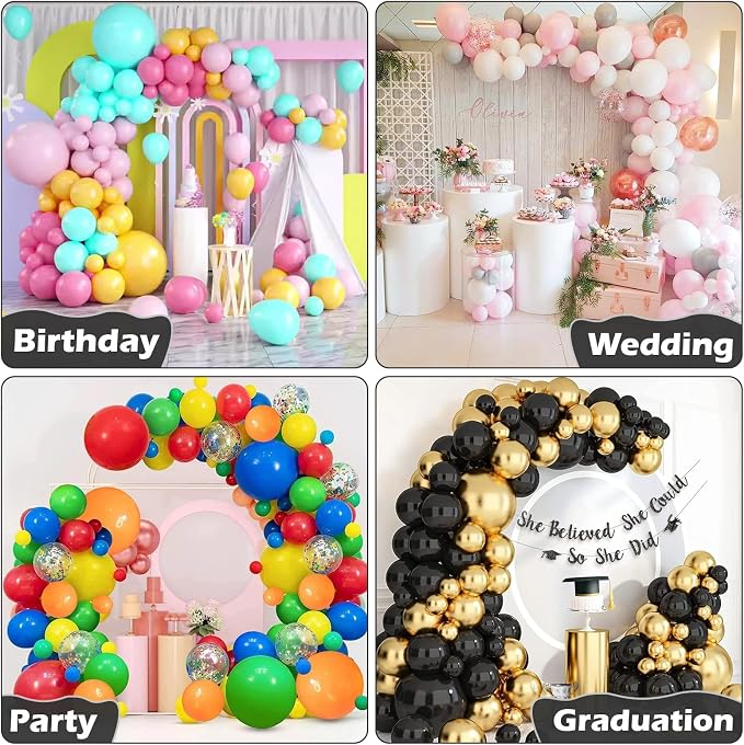 AerWo [Upgraded] Balloon Arch Kit Stand, 8.2ft+6ft Half Arch Balloon Stand with Base, Free Bending Top Balloon Arch Frame Curve for Floor, Perfect Birthday Wedding Christmas Decorations