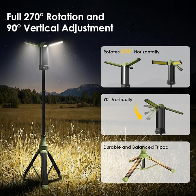 Telescopic Camping Light, 9000mAh Rechargeable Lantern, Portable Camping Light, Camping Essentials Gear Emergency Flashlight for Outdoor, IPX4 Water Resistant